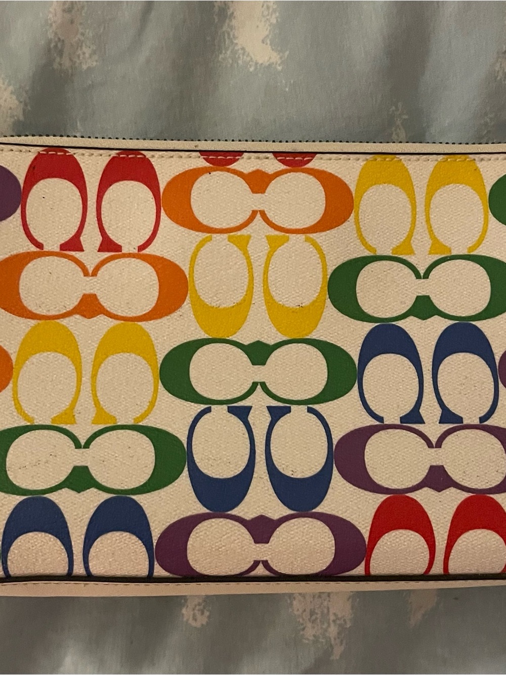 Coach Multicolor Signature Clutch in Rainbow Print - Picture 2 of 3